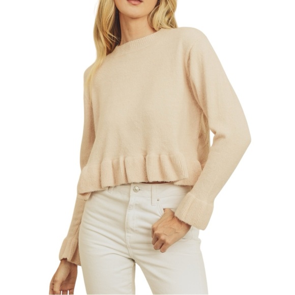 Dress Forum Cream Crew Neck Sweater - Picture 1 of 11